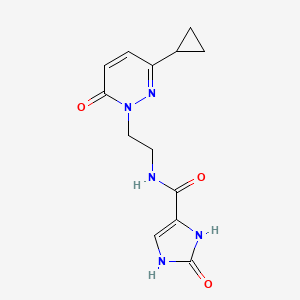 molecular formula C13H15N5O3 B2644173 N-(2-(3-环丙基-6-氧代吡ridazin-1(6H)-基)乙基)-2-氧代-2,3-二氢-1H-咪唑-4-甲酰胺 CAS No. 2034563-49-8