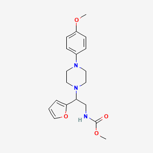 molecular formula C19H25N3O4 B2644180 甲基（2-（呋喃-2-基）-2-（4-（4-甲氧基苯基）哌嗪-1-基）乙基）氨基甲酸酯 CAS No. 877647-87-5