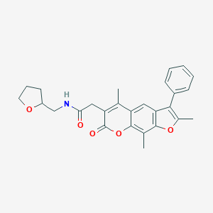 molecular formula C27H27NO5 B264419 N-(tetrahydro-2-furanylmethyl)-2-(2,5,9-trimethyl-7-oxo-3-phenyl-7H-furo[3,2-g]chromen-6-yl)acetamide 