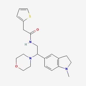 molecular formula C21H27N3O2S B2644196 N-(2-(1-甲基吲哚-5-基)-2-吗啉乙基)-2-(噻吩-2-基)乙酰胺 CAS No. 922115-16-0