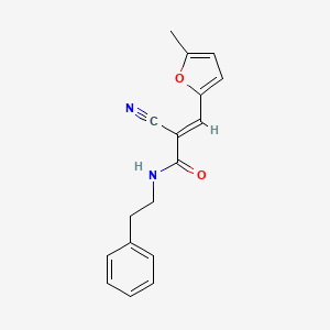 molecular formula C17H16N2O2 B2644197 (2E)-2-cyano-3-(5-methylfuran-2-yl)-N-(2-phenylethyl)prop-2-enamide CAS No. 444550-21-4