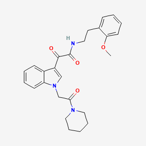 molecular formula C26H29N3O4 B2644200 N-[2-(2-methoxyphenyl)ethyl]-2-oxo-2-[1-(2-oxo-2-piperidin-1-ylethyl)indol-3-yl]acetamide CAS No. 872861-38-6