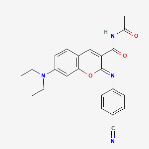 (2Z)-N-acetyl-2-[(4-cyanophenyl)imino]-7-(diethylamino)-2H-chromene-3-carboxamide