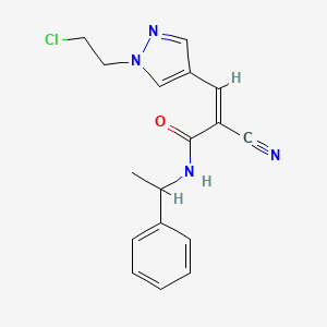 (Z)-3-[1-(2-Chloroethyl)pyrazol-4-yl]-2-cyano-N-(1-phenylethyl)prop-2-enamide
