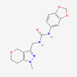 molecular formula C16H18N4O4 B2644214 1-(Benzo[d][1,3]dioxol-5-yl)-3-((1-methyl-1,4,6,7-tetrahydropyrano[4,3-c]pyrazol-3-yl)methyl)urea CAS No. 1797681-92-5