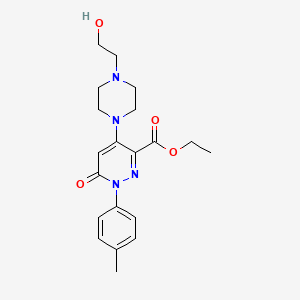 molecular formula C20H26N4O4 B2644222 Ethyl 4-(4-(2-hydroxyethyl)piperazin-1-yl)-6-oxo-1-(p-tolyl)-1,6-dihydropyridazine-3-carboxylate CAS No. 922068-41-5
