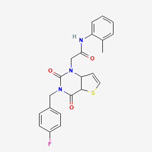 molecular formula C22H18FN3O3S B2644223 2-{3-[(4-氟苯基)甲基]-2,4-二氧代-1H,2H,3H,4H-噻吩并[3,2-d]嘧啶-1-基}-N-(2-甲苯基)乙酰胺 CAS No. 879139-34-1