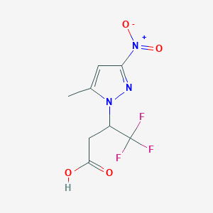molecular formula C8H8F3N3O4 B2644248 4,4,4-Trifluoro-3-(5-methyl-3-nitropyrazol-1-yl)butanoic acid CAS No. 2054953-20-5