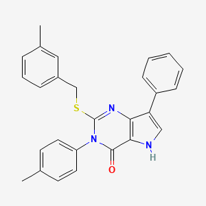 molecular formula C27H23N3OS B2644255 2-((3-methylbenzyl)thio)-7-phenyl-3-(p-tolyl)-3H-pyrrolo[3,2-d]pyrimidin-4(5H)-one CAS No. 1793846-38-4