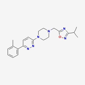 5-[[4-[6-(2-Methylphenyl)pyridazin-3-yl]piperazin-1-yl]methyl]-3-propan-2-yl-1,2,4-oxadiazole
