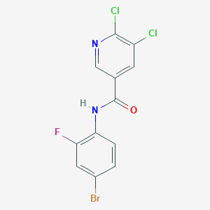 molecular formula C12H6BrCl2FN2O B2644262 N-(4-溴-2-氟苯基)-5,6-二氯吡啶-3-甲酰胺 CAS No. 930555-48-9