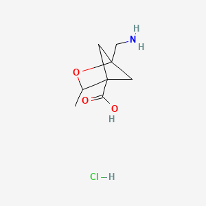 molecular formula C8H14ClNO3 B2644273 1-(Aminomethyl)-3-methyl-2-oxabicyclo[2.1.1]hexane-4-carboxylic acid hydrochloride CAS No. 2228298-36-8