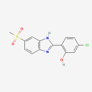 molecular formula C14H11ClN2O3S B2644276 5-Chloro-2-(6-methylsulfonyl-1H-benzimidazol-2-yl)phenol CAS No. 1457269-42-9