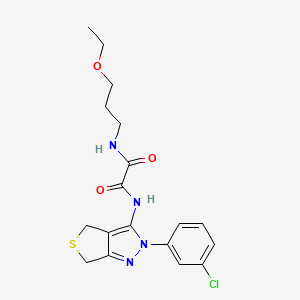 molecular formula C18H21ClN4O3S B2644277 N'-[2-(3-氯苯基)-4,6-二氢噻吩并[3,4-c]吡唑-3-基]-N-(3-乙氧基丙基)草酰胺 CAS No. 900010-65-3