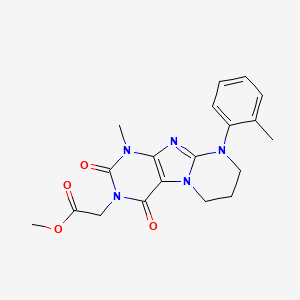 molecular formula C19H21N5O4 B2644278 methyl 2-[1-methyl-9-(2-methylphenyl)-2,4-dioxo-7,8-dihydro-6H-purino[7,8-a]pyrimidin-3-yl]acetate CAS No. 876900-63-9