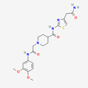 molecular formula C21H27N5O5S B2644281 N-(4-(2-amino-2-oxoethyl)thiazol-2-yl)-1-(2-((3,4-dimethoxyphenyl)amino)-2-oxoethyl)piperidine-4-carboxamide CAS No. 1207050-60-9