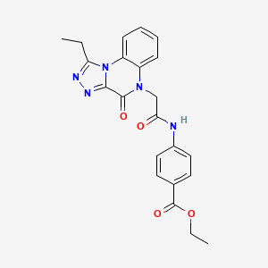 molecular formula C22H21N5O4 B2644284 ethyl 4-{[(1-ethyl-4-oxo[1,2,4]triazolo[4,3-a]quinoxalin-5(4H)-yl)acetyl]amino}benzoate CAS No. 1260931-02-9