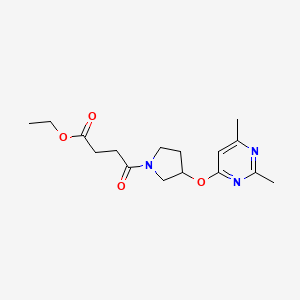 molecular formula C16H23N3O4 B2644295 Ethyl 4-{3-[(2,6-dimethylpyrimidin-4-yl)oxy]pyrrolidin-1-yl}-4-oxobutanoate CAS No. 2097923-04-9