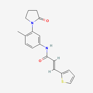molecular formula C18H18N2O2S B2644298 (E)-N-(4-methyl-3-(2-oxopyrrolidin-1-yl)phenyl)-3-(thiophen-2-yl)acrylamide CAS No. 1331427-50-9