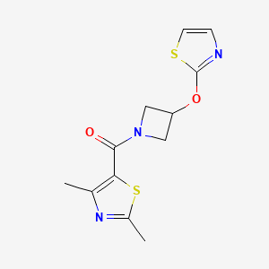 molecular formula C12H13N3O2S2 B2644300 (2,4-Dimethylthiazol-5-yl)(3-(thiazol-2-yloxy)azetidin-1-yl)methanone CAS No. 1797559-81-9