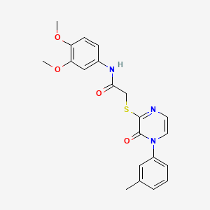 molecular formula C21H21N3O4S B2644309 N-(3,4-dimethoxyphenyl)-2-[4-(3-methylphenyl)-3-oxopyrazin-2-yl]sulfanylacetamide CAS No. 941970-85-0