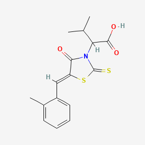 molecular formula C16H17NO3S2 B2644315 3-甲基-2-[(5Z)-5-[(2-甲苯基)亚甲基]-4-氧代-2-硫代-1,3-噻唑烷-3-基]丁酸 CAS No. 300674-99-1