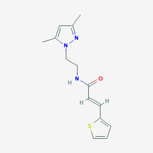 molecular formula C14H17N3OS B2644317 (E)-N-(2-(3,5-dimethyl-1H-pyrazol-1-yl)ethyl)-3-(thiophen-2-yl)acrylamide CAS No. 1235686-20-0