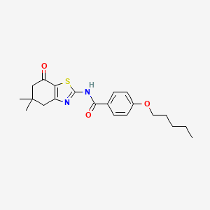 molecular formula C21H26N2O3S B2644318 N-(5,5-dimethyl-7-oxo-4,5,6,7-tetrahydrobenzo[d]thiazol-2-yl)-4-(pentyloxy)benzamide CAS No. 477554-20-4