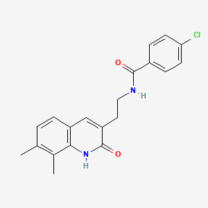 molecular formula C20H19ClN2O2 B2644327 4-Chloro-N-(2-(7,8-dimethyl-2-oxo-1,2-dihydroquinolin-3-yl)ethyl)benzamide CAS No. 851407-91-5
