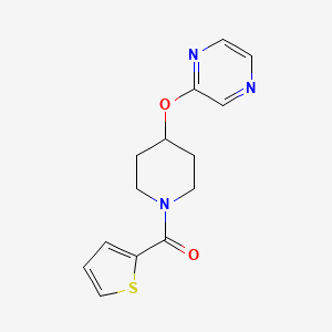 molecular formula C14H15N3O2S B2644334 (4-(Pyrazin-2-yloxy)piperidin-1-yl)(thiophen-2-yl)methanone CAS No. 1421504-38-2