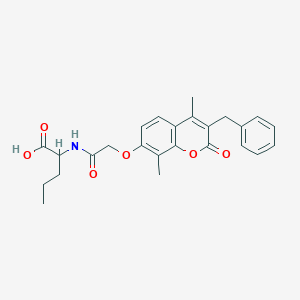 molecular formula C25H27NO6 B264435 N-{[(3-benzyl-4,8-dimethyl-2-oxo-2H-chromen-7-yl)oxy]acetyl}norvaline 