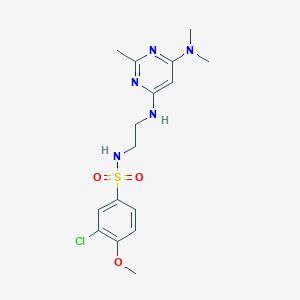 molecular formula C16H22ClN5O3S B2644355 3-氯-N-(2-((6-(二甲氨基)-2-甲基嘧啶-4-基)氨基)乙基)-4-甲氧基苯磺酰胺 CAS No. 1207046-68-1