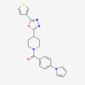 molecular formula C22H20N4O2S B2644360 (4-(1H-pyrrol-1-yl)phenyl)(4-(5-(thiophen-3-yl)-1,3,4-oxadiazol-2-yl)piperidin-1-yl)methanone CAS No. 1448035-36-6