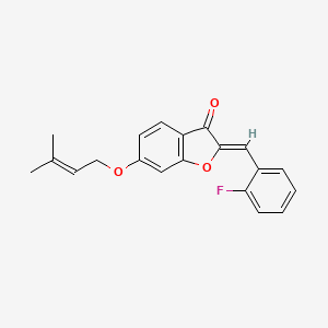 B2644363 (Z)-2-(2-fluorobenzylidene)-6-((3-methylbut-2-en-1-yl)oxy)benzofuran-3(2H)-one CAS No. 623121-79-9