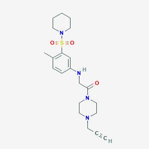 molecular formula C21H30N4O3S B2644377 2-{[4-Methyl-3-(piperidine-1-sulfonyl)phenyl]amino}-1-[4-(prop-2-yn-1-yl)piperazin-1-yl]ethan-1-one CAS No. 1384589-95-0