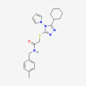 2-[(5-cyclohexyl-4-pyrrol-1-yl-1,2,4-triazol-3-yl)sulfanyl]-N-[(4-methylphenyl)methyl]acetamide