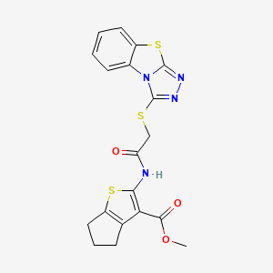 methyl 2-{[([1,2,4]triazolo[3,4-b][1,3]benzothiazol-3-ylsulfanyl)acetyl]amino}-5,6-dihydro-4H-cyclopenta[b]thiophene-3-carboxylate