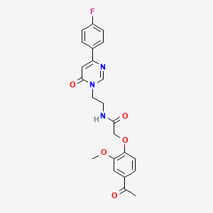 2-(4-acetyl-2-methoxyphenoxy)-N-(2-(4-(4-fluorophenyl)-6-oxopyrimidin-1(6H)-yl)ethyl)acetamide