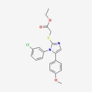 molecular formula C20H19ClN2O3S B2644424 ethyl 2-((1-(3-chlorophenyl)-5-(4-methoxyphenyl)-1H-imidazol-2-yl)thio)acetate CAS No. 1207027-18-6