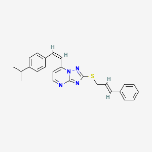 molecular formula C25H24N4S B2644426 7-(4-异丙基苯乙烯基)-2-[(3-苯基-2-丙烯基)硫烷基][1,2,4]三唑并[1,5-a]嘧啶 CAS No. 303986-69-8