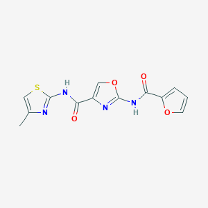 molecular formula C13H10N4O4S B2644438 2-(呋喃-2-甲酰胺基)-N-(4-甲基噻唑-2-基)恶唑-4-甲酰胺基 CAS No. 1286718-68-0