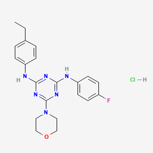 molecular formula C21H24ClFN6O B2644439 N2-(4-ethylphenyl)-N4-(4-fluorophenyl)-6-morpholino-1,3,5-triazine-2,4-diamine hydrochloride CAS No. 1179501-17-7