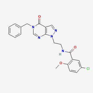 molecular formula C22H20ClN5O3 B2644444 N-(2-(5-苄基-4-氧代-4,5-二氢-1H-吡唑并[3,4-d]嘧啶-1-基)乙基)-5-氯-2-甲氧基苯甲酰胺 CAS No. 922055-82-1