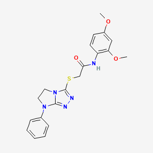 molecular formula C20H21N5O3S B2644453 N-(2,4-二甲氧基苯基)-2-((7-苯基-6,7-二氢-5H-咪唑并[2,1-c][1,2,4]三唑-3-基)硫代)乙酰胺 CAS No. 921833-70-7