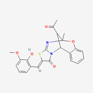 (Z)-13-acetyl-2-(2-hydroxy-3-methoxybenzylidene)-5-methyl-5,11-dihydro-5,11-methanobenzo[g]thiazolo[2,3-d][1,3,5]oxadiazocin-1(2H)-one