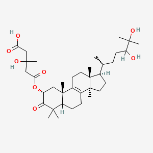 molecular formula C36H58O8 B2644467 Lanost-8-en-3-one, 2-(4-carboxy-3-hydroxy-3-methyl-1-oxobutoxy)-24,25-dihydroxy-, (2alpha)- CAS No. 184962-60-5