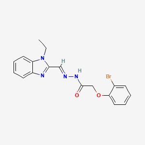 molecular formula C18H17BrN4O2 B2644474 (E)-2-(2-bromophenoxy)-N'-((1-ethyl-1H-benzo[d]imidazol-2-yl)methylene)acetohydrazide CAS No. 682792-53-6