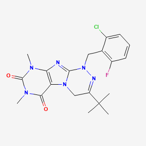 molecular formula C20H22ClFN6O2 B2644488 3-(tert-butyl)-1-(2-chloro-6-fluorobenzyl)-7,9-dimethyl-7,9-dihydro-[1,2,4]triazino[3,4-f]purine-6,8(1H,4H)-dione CAS No. 898448-73-2