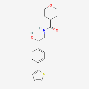 molecular formula C18H21NO3S B2644495 N-[2-Hydroxy-2-(4-thiophen-2-ylphenyl)ethyl]oxane-4-carboxamide CAS No. 2380184-16-5