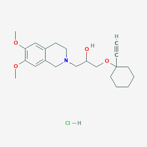 molecular formula C22H32ClNO4 B2644507 1-(6,7-二甲氧基-3,4-二氢异喹啉-2(1H)-基)-3-((1-乙炔基环己基)氧基)丙烷-2-醇盐酸盐 CAS No. 1185481-19-9